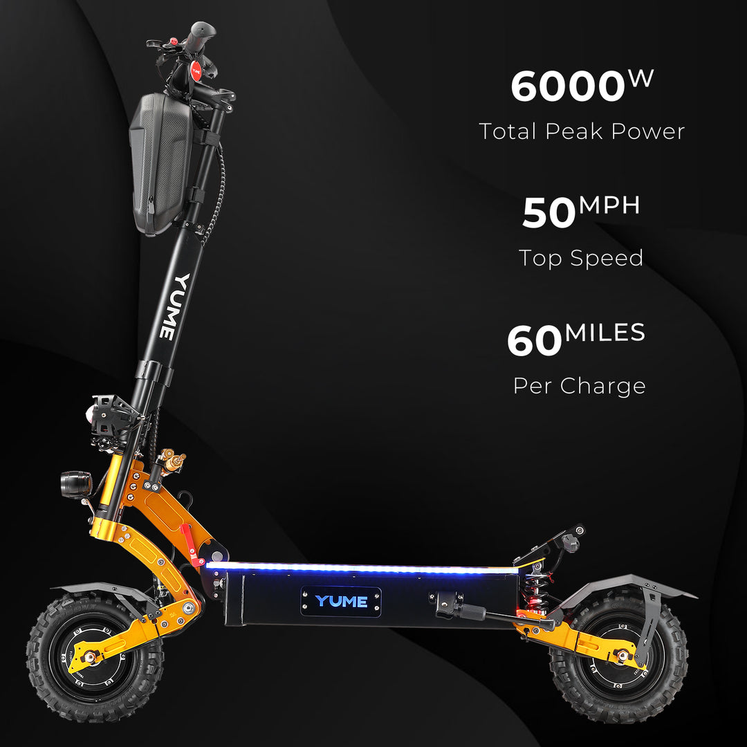 YUME SCOOTER X11+ 6000W Motor Scooter, 50MPH 56/60 Miles 60V 27/30AH Electric Scooter for Adults, 11" Tire with Steering Damper 440lbs Max Loading Adult E-Scooter,UL-2272 Certified