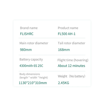 FLISHRC FL500 AH-1 Cobra 500-Class Large Scale GPS RC Helicopter Model with L7 Flight Controller 2.4G 6CH RTF