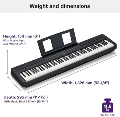 YAMAHA P71 88-Key Weighted Action Digital Piano with Sustain Pedal and Power Supply