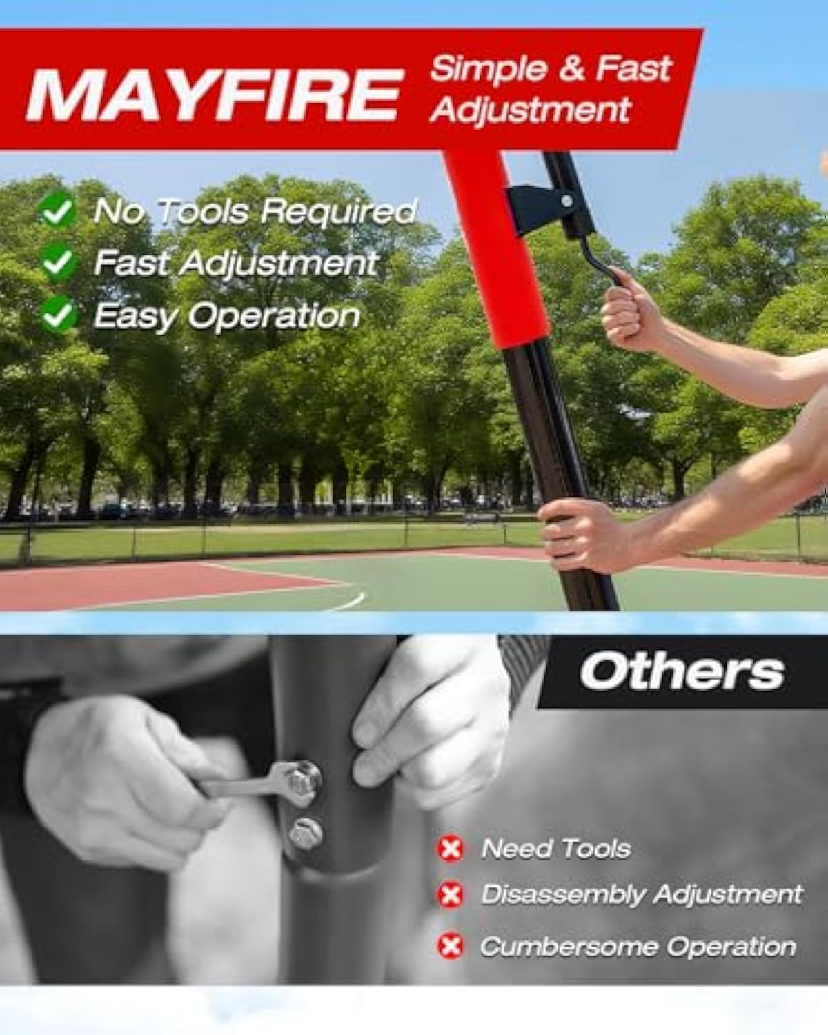 Basketball Hoop Outdoor 10 FT Height Adjustable, Portable Basketball Goals Systems with 45" Backboard for Youth Adults Kids - Backyard, Driveway, Indoor Play