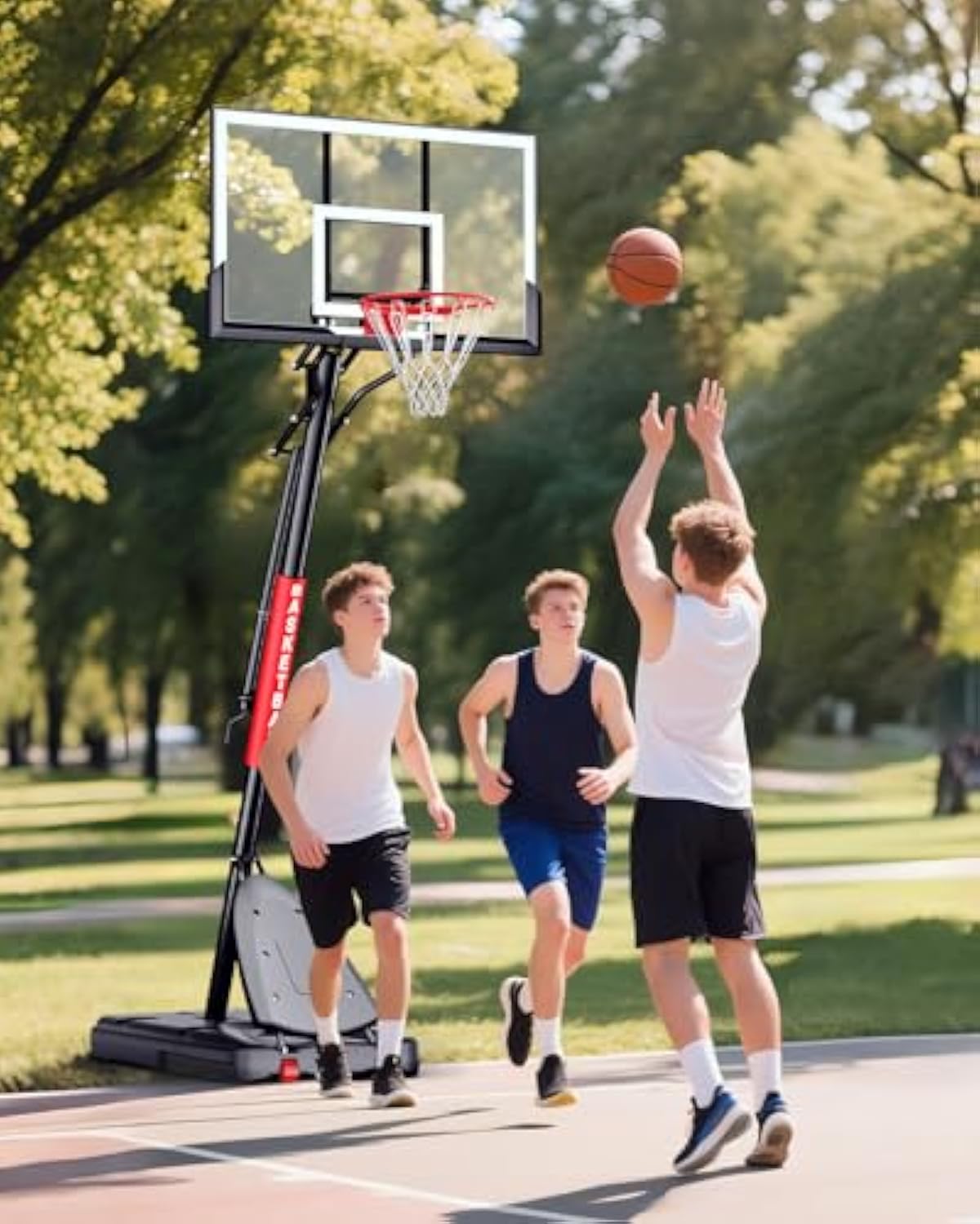 Basketball Hoop Outdoor 10 FT Height Adjustable, Portable Basketball Goals Systems with 45" Backboard for Youth Adults Kids - Backyard, Driveway, Indoor Play